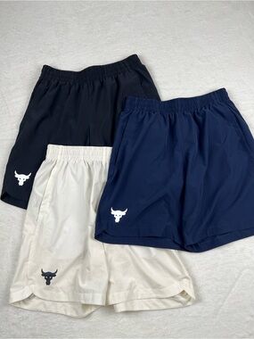 Under Armour Project Rock Training Shorts 3 Pack Black Navy White M